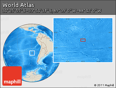 Shaded Relief Location Map of the Area around 34° 10' 16" S, 89° 10' 30" W