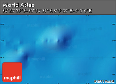 Physical Map of the Area around 34° 10' 16" S, 8° 34' 29" E