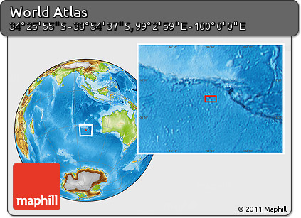 Physical Location Map of the Area around 34° 10' 16" S, 99° 31' 30" E