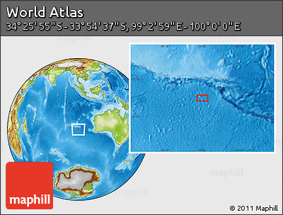Physical Location Map of the Area around 34° 10' 16" S, 99° 31' 30" E