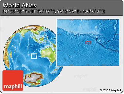 Physical Location Map of the Area around 34° 10' 16" S, 99° 31' 30" E