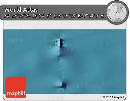 Satellite 3D Map of the Area around 34° 10' 16" S, 9° 25' 30" E
