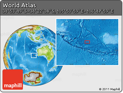 Physical Location Map of the Area around 34° 38' 13" S, 106° 19' 29" E