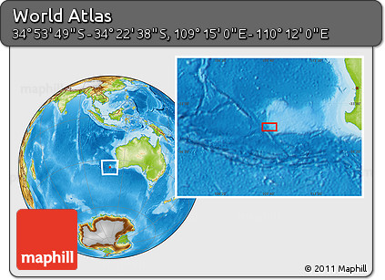 Physical Location Map of the Area around 34° 38' 13" S, 109° 43' 29" E