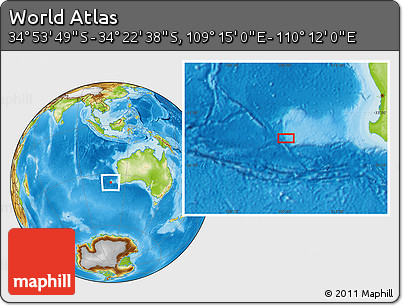 Physical Location Map of the Area around 34° 38' 13" S, 109° 43' 29" E