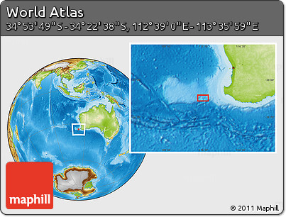 Physical Location Map of the Area around 34° 38' 13" S, 113° 7' 30" E