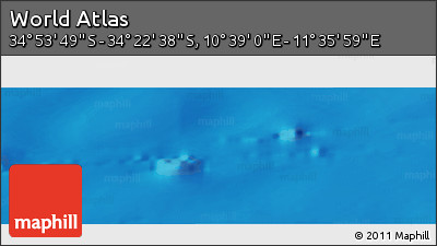 Physical Panoramic Map of the Area around 34° 38' 13" S, 11° 7' 30" E