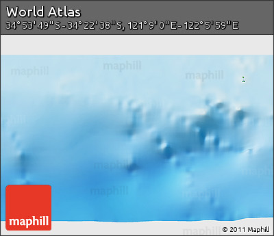 Physical 3D Map of the Area around 34° 38' 13" S, 121° 37' 30" E