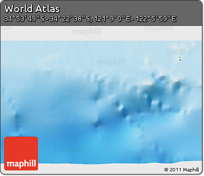 Physical 3D Map of the Area around 34° 38' 13" S, 121° 37' 30" E