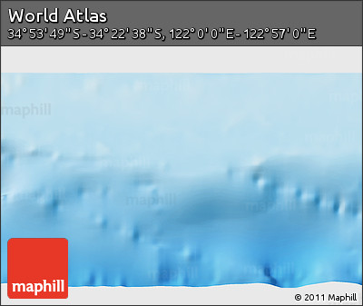 Physical 3D Map of the Area around 34° 38' 13" S, 122° 28' 29" E