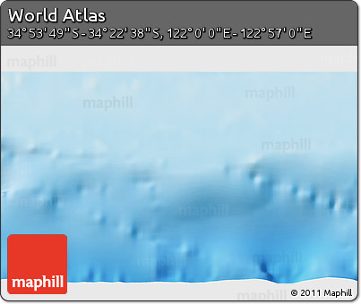 Physical 3D Map of the Area around 34° 38' 13" S, 122° 28' 29" E