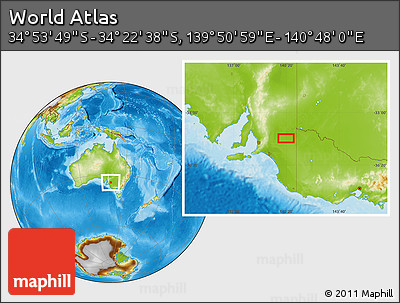 Physical Location Map of the Area around 34° 38' 13" S, 140° 19' 29" E