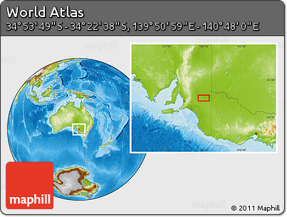 Physical Location Map of the Area around 34° 38' 13" S, 140° 19' 29" E