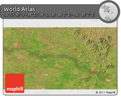Satellite 3D Map of the Area around 34° 38' 13" S, 146° 16' 30" E