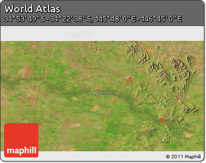 Satellite 3D Map of the Area around 34° 38' 13" S, 146° 16' 30" E