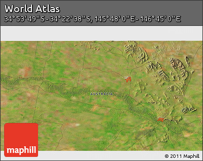 Satellite 3D Map of the Area around 34° 38' 13" S, 146° 16' 30" E