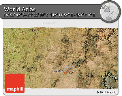 Satellite 3D Map of the Area around 34° 38' 13" S, 149° 40' 30" E