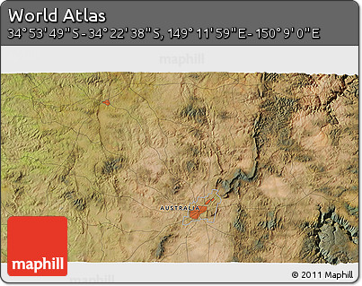 Satellite 3D Map of the Area around 34° 38' 13" S, 149° 40' 30" E