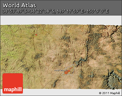 Satellite 3D Map of the Area around 34° 38' 13" S, 149° 40' 30" E