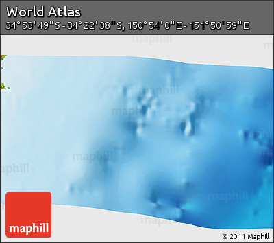 Physical 3D Map of the Area around 34° 38' 13" S, 151° 22' 30" E
