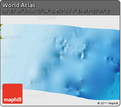 Physical 3D Map of the Area around 34° 38' 13" S, 151° 22' 30" E