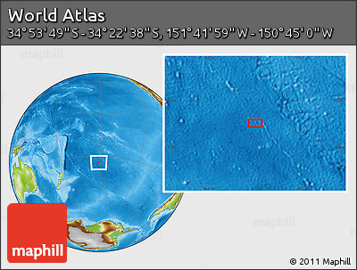 Physical Location Map of the Area around 34° 38' 13" S, 151° 13' 29" W