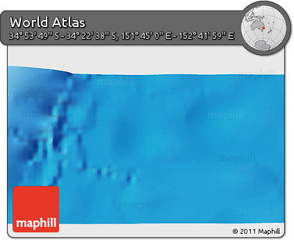 Physical 3D Map of the Area around 34° 38' 13" S, 152° 13' 29" E