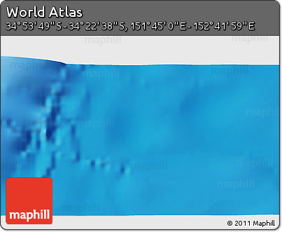 Physical 3D Map of the Area around 34° 38' 13" S, 152° 13' 29" E