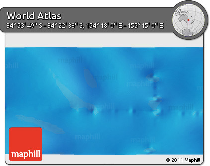 Physical 3D Map of the Area around 34° 38' 13" S, 154° 46' 30" E