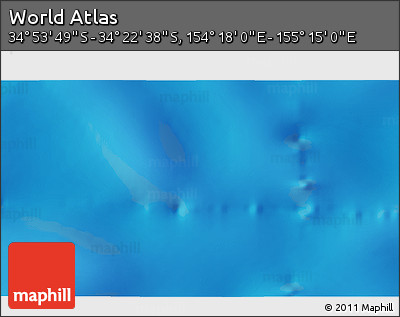 Physical 3D Map of the Area around 34° 38' 13" S, 154° 46' 30" E