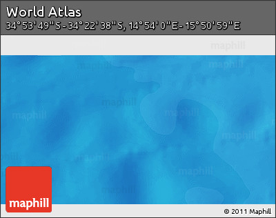 Political 3D Map of the Area around 34° 38' 13" S, 15° 22' 30" E