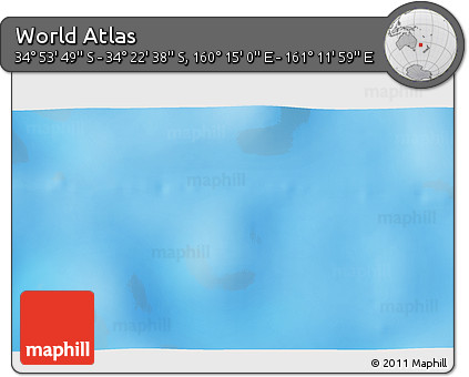 Physical 3D Map of the Area around 34° 38' 13" S, 160° 43' 29" E
