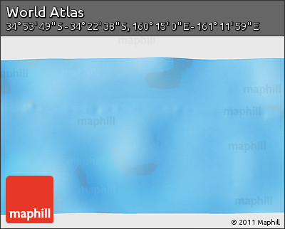 Physical 3D Map of the Area around 34° 38' 13" S, 160° 43' 29" E