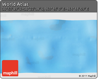 Physical 3D Map of the Area around 34° 38' 13" S, 160° 43' 29" E