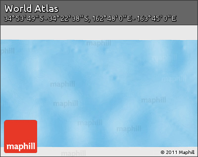 Physical 3D Map of the Area around 34° 38' 13" S, 163° 16' 30" E
