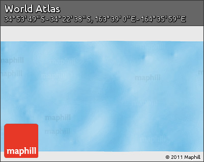 Physical 3D Map of the Area around 34° 38' 13" S, 164° 7' 30" E