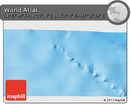 Physical 3D Map of the Area around 34° 38' 13" S, 164° 58' 29" E