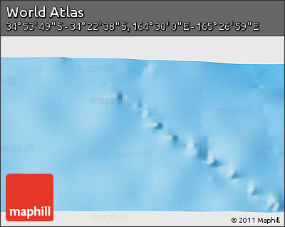 Physical 3D Map of the Area around 34° 38' 13" S, 164° 58' 29" E