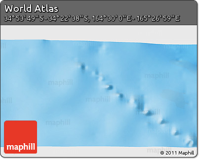Physical 3D Map of the Area around 34° 38' 13" S, 164° 58' 29" E