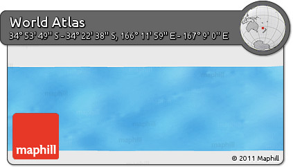 Physical Panoramic Map of the Area around 34° 38' 13" S, 166° 40' 30" E