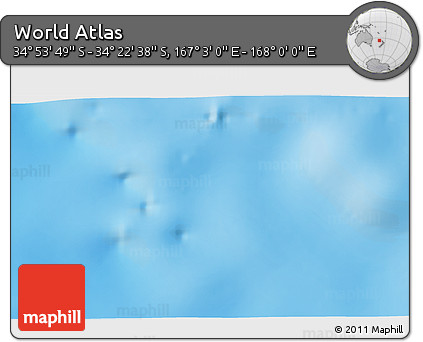 Physical 3D Map of the Area around 34° 38' 13" S, 167° 31' 30" E