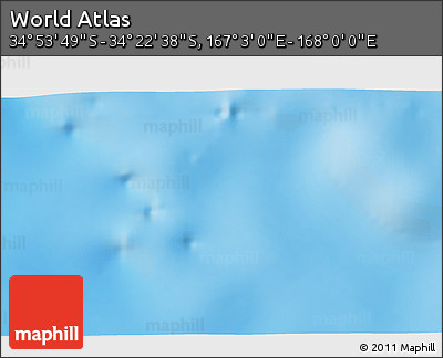 Physical 3D Map of the Area around 34° 38' 13" S, 167° 31' 30" E