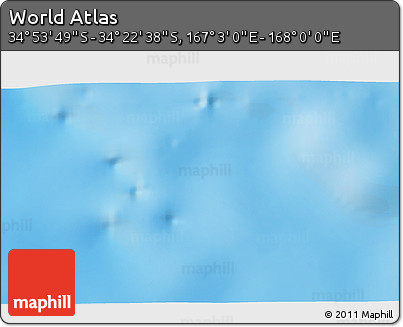 Physical 3D Map of the Area around 34° 38' 13" S, 167° 31' 30" E