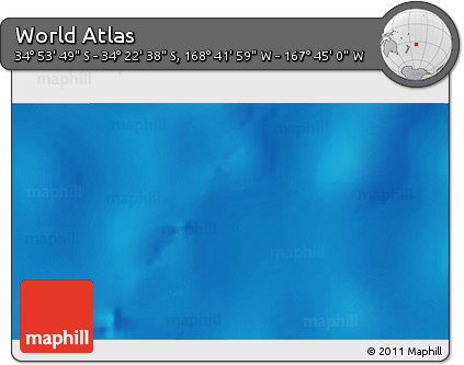 Physical 3D Map of the Area around 34° 38' 13" S, 168° 13' 29" W
