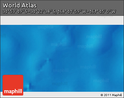 Physical 3D Map of the Area around 34° 38' 13" S, 168° 13' 29" W
