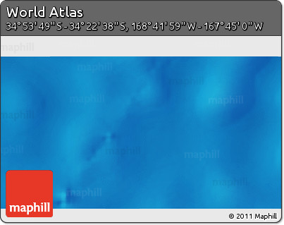 Physical 3D Map of the Area around 34° 38' 13" S, 168° 13' 29" W