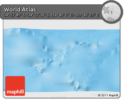 Physical 3D Map of the Area around 34° 38' 13" S, 169° 13' 29" E