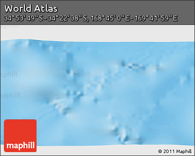 Physical 3D Map of the Area around 34° 38' 13" S, 169° 13' 29" E