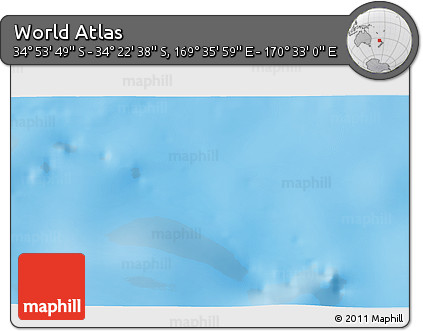 Physical 3D Map of the Area around 34° 38' 13" S, 170° 4' 29" E