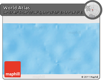 Physical 3D Map of the Area around 34° 38' 13" S, 170° 55' 30" E